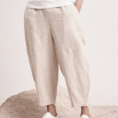 Men's linen harem pants, vintage loose linen ankle pants