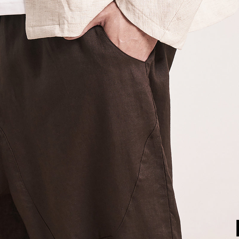 Men's linen harem pants, vintage loose linen ankle pants