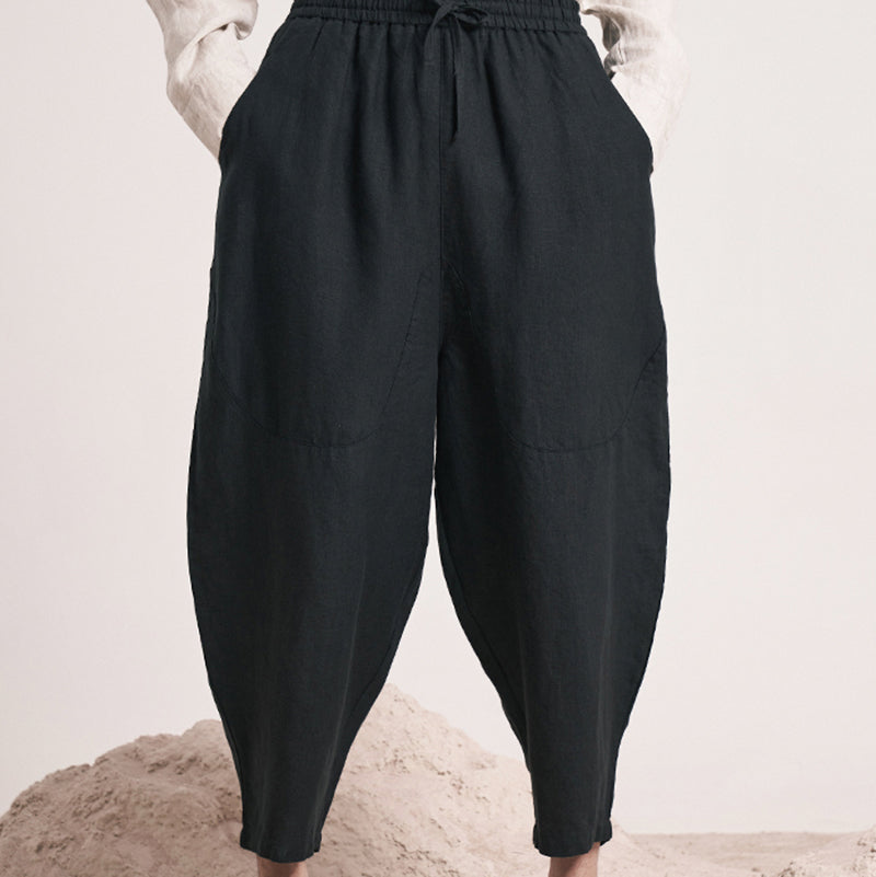 Men's linen harem pants, vintage loose linen ankle pants