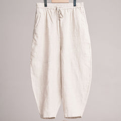 Men's linen harem pants, vintage loose linen ankle pants