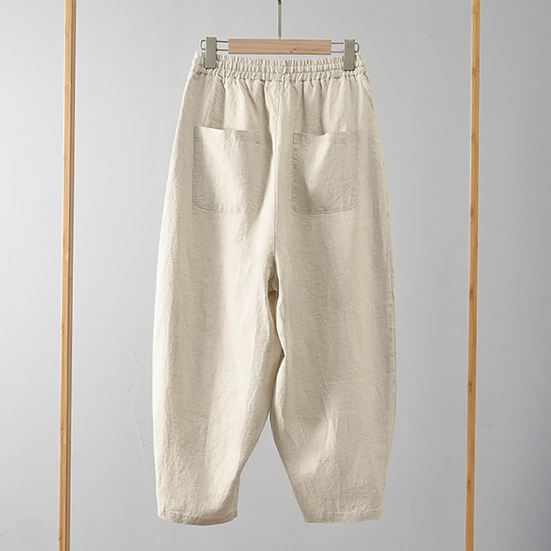 Men's linen harem pants, vintage loose linen ankle pants