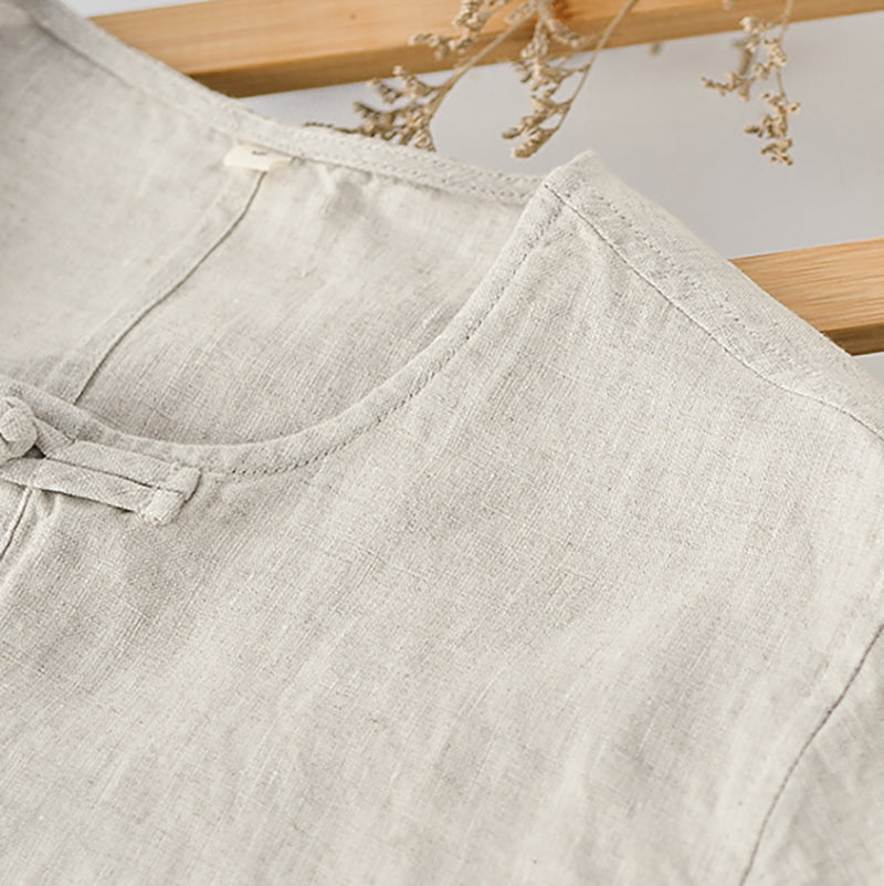 Summer short sleeve linen shirt, loose casual summer shirt