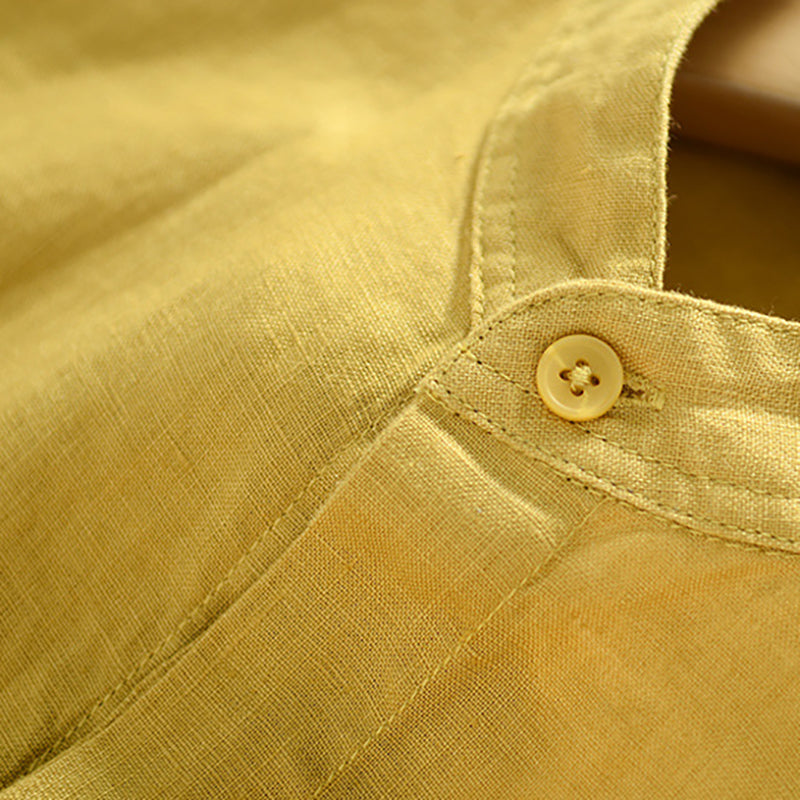 Casual long sleeve linen shirt, vintage men's linen shirt