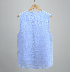 Summer Sleeveless Linen Shirt, Sleeveless Linen Vest