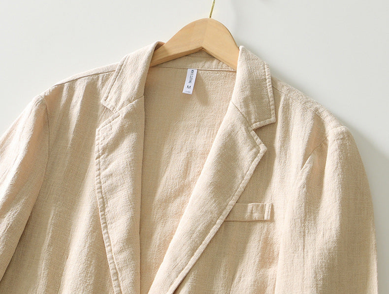 Long Sleeve Cotton Linen Suit Jacket, Men's Linen Jacket