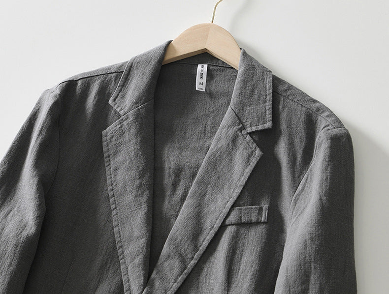 Long Sleeve Cotton Linen Suit Jacket, Men's Linen Jacket