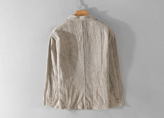 Pleated Tie-Dye Cotton Linen Suit Jacket, Men's Linen Jacket