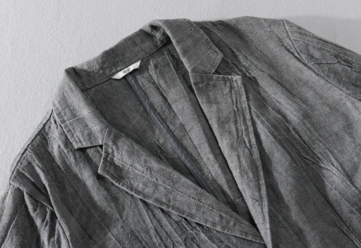 Pleated Tie-Dye Cotton Linen Suit Jacket, Men's Linen Jacket