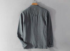 Stand-up collar cotton linen jacket, casual men's linen jacket