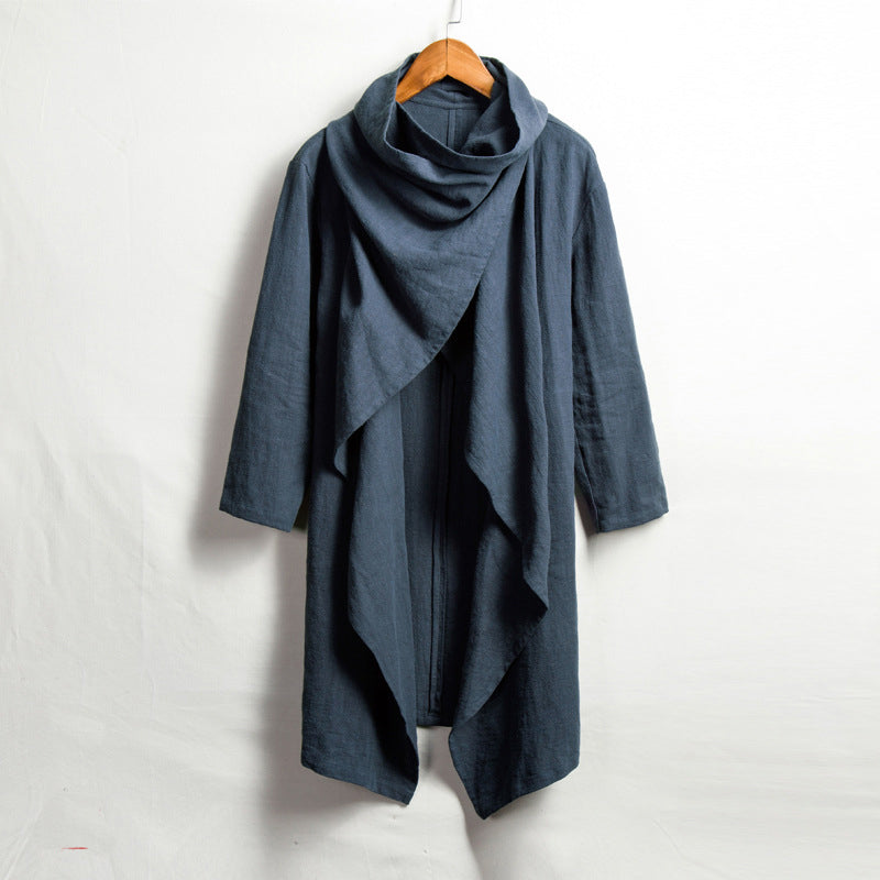 Men's Vintage Cotton-Linen Jacket, Cotton-Linen Cape