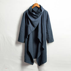 Men's Vintage Cotton-Linen Jacket, Cotton-Linen Cape