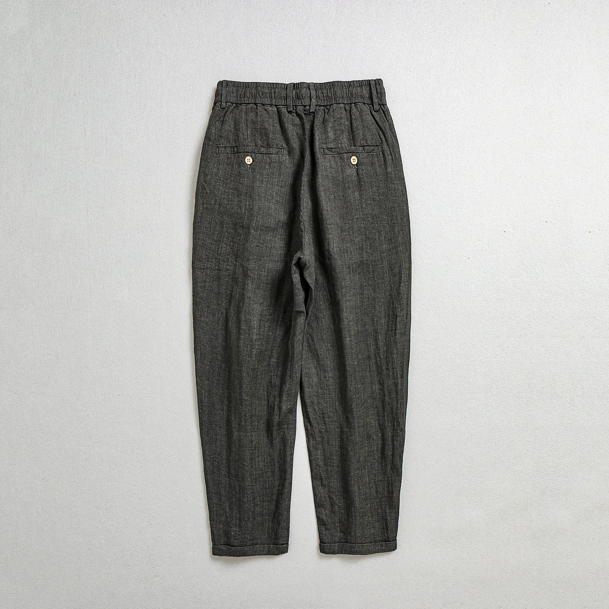 Men's 100% Linen Ankle Pants, Vintage Elastic Waist Linen Pants