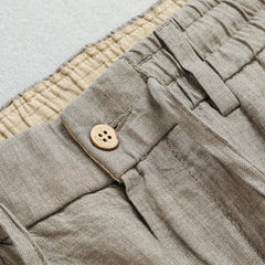 Men's 100% Linen Ankle Pants, Vintage Elastic Waist Linen Pants