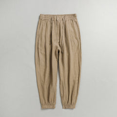 Summer men's 100% linen drawstring pants, vintage elastic waist linen harem pants