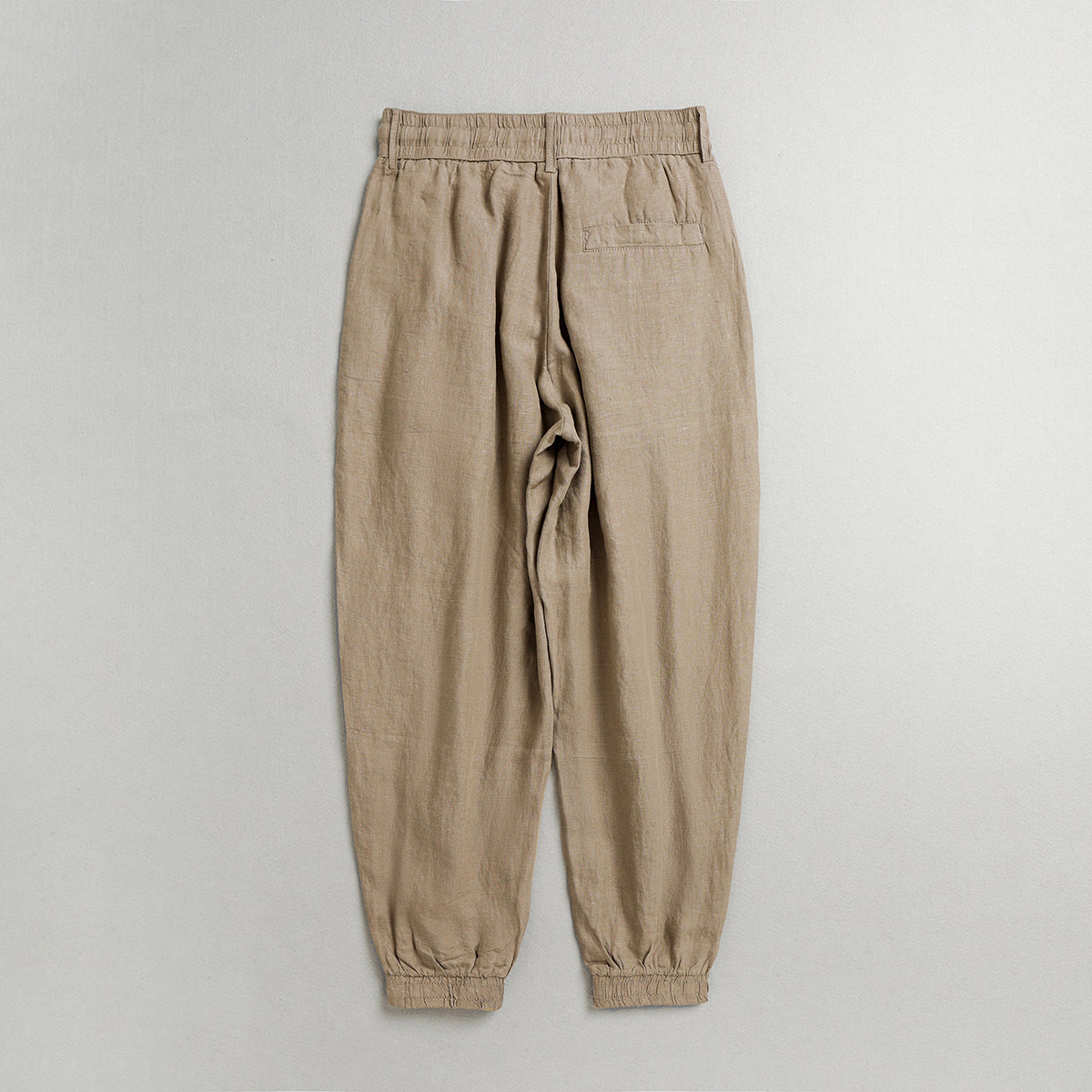 Summer men's 100% linen drawstring pants, vintage elastic waist linen harem pants