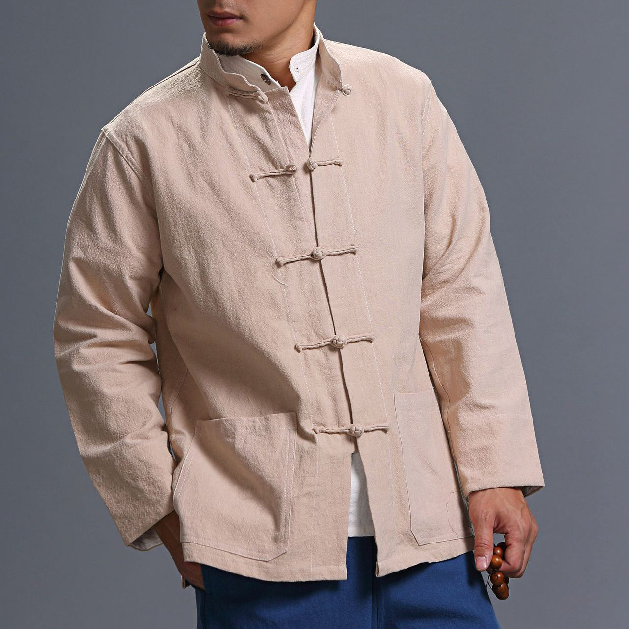 Chinese Cotton  Linen Casual Jacket, Vintage Frog Button Jacket