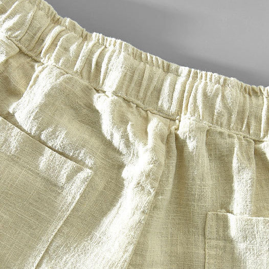 Elastic waist summer pants, cotton linen ankle pants,