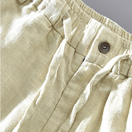 Vintage buttoned cotton  linen pants, summer cotton  linen ankle pants