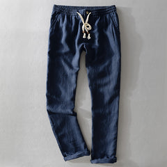 Men's Summer Linen pants, Elastic Waist Loose Linen Trousers