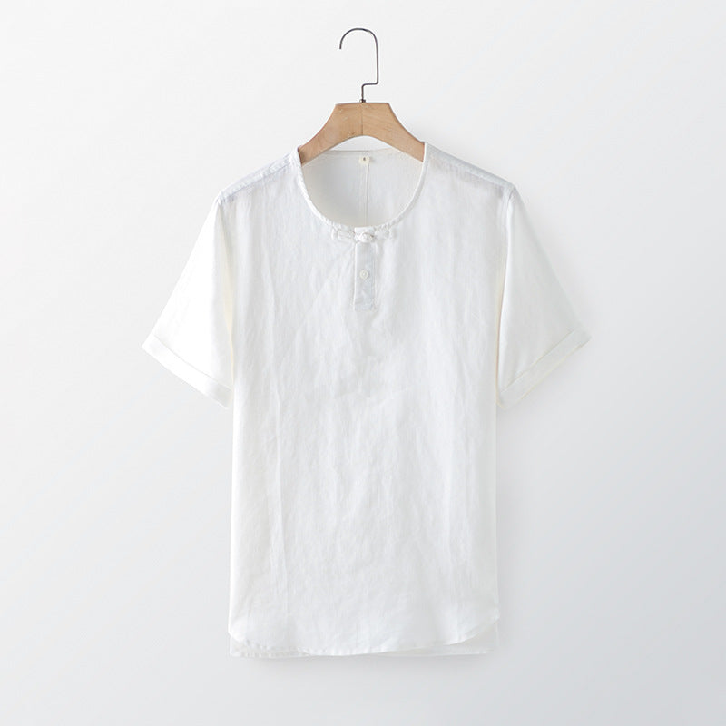 Summer short sleeve linen shirt, loose casual summer shirt