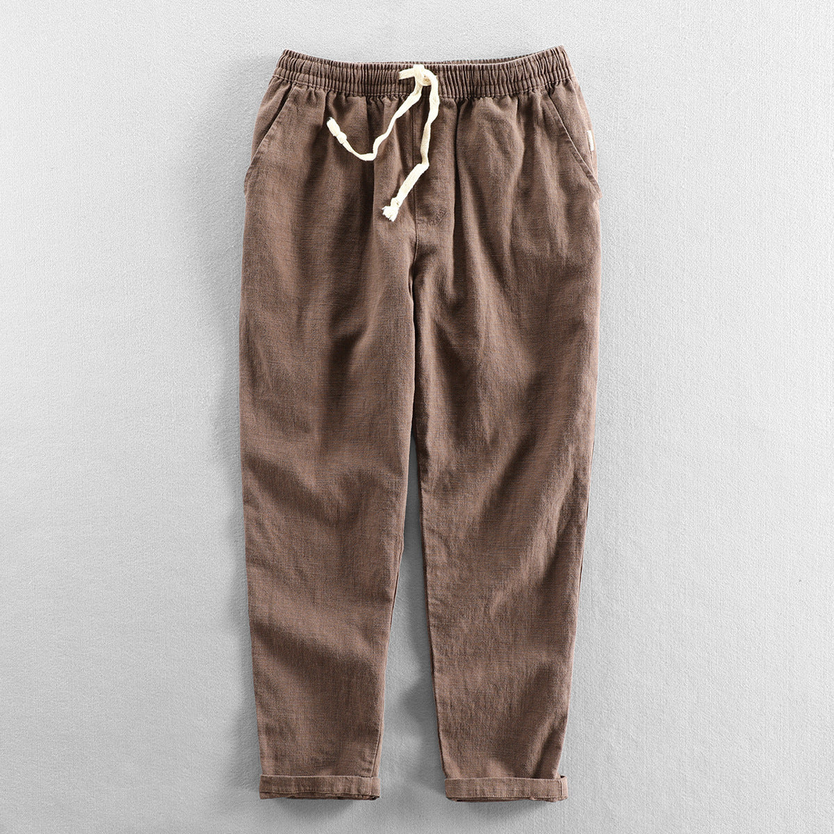 Summer elastic waist cotton linen pants, loose casual linen pants