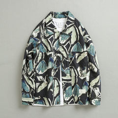 Printed Linen Jacket, Men's Loose Casual Cotton Linen Jacket