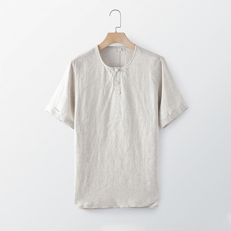 Summer short sleeve linen shirt, loose casual summer shirt