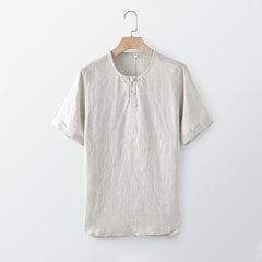 Summer short sleeve linen shirt, loose casual summer shirt