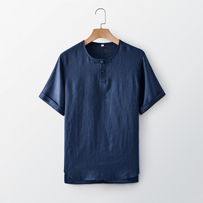 Summer short sleeve linen shirt, loose casual summer shirt