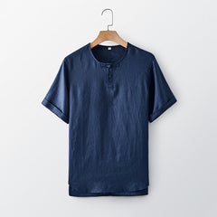 Summer short sleeve linen shirt, loose casual summer shirt