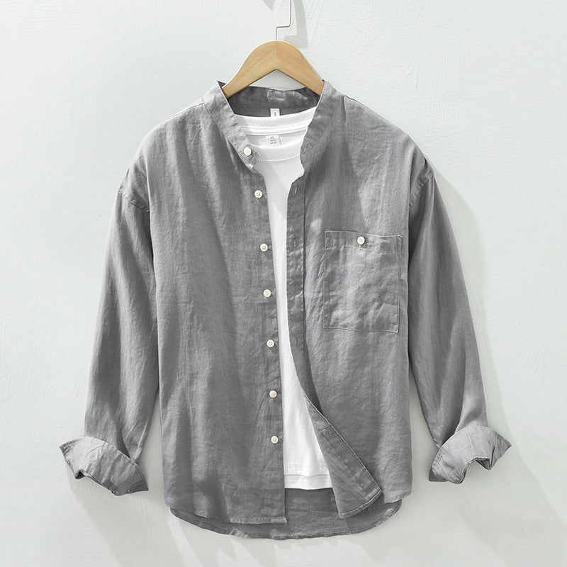 100% linen long sleeve shirt, summer loose 100% linen shirt.