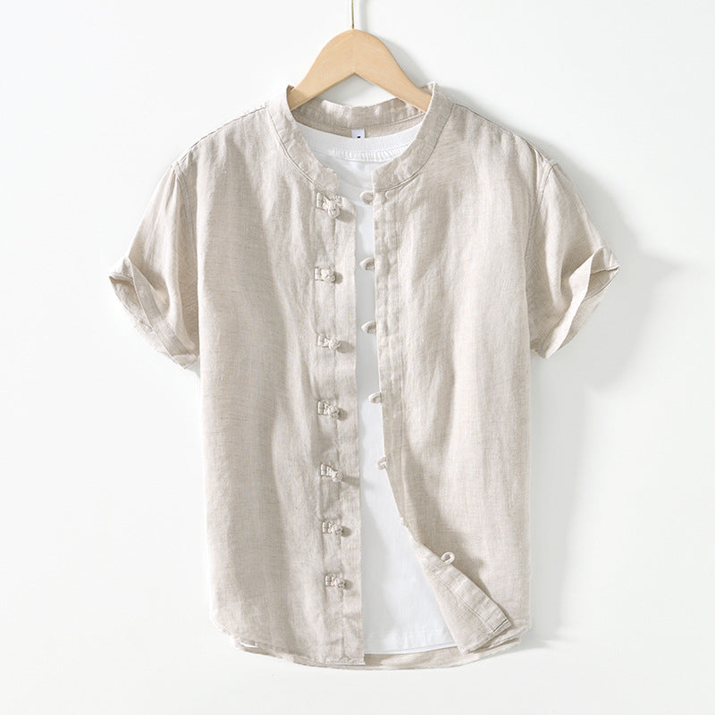 Chinese frog button linen shirt, vintage Japanese linen shirt, 100% linen shirt