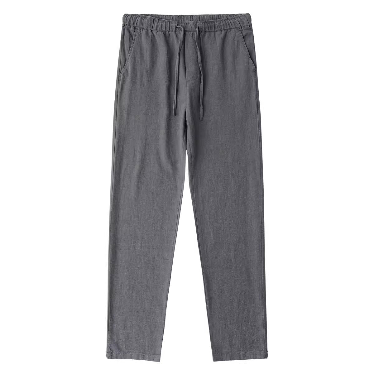 Men's Summer Cotton Linen Pants, Elastic Waist Loose Casual Cotton Linen Ankle Pants