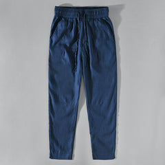 Summer Linen Ankle Pants, Casual Loose Linen Tapered Pants