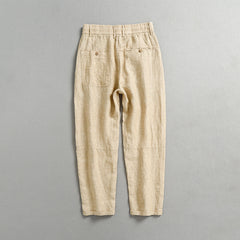 Summer loose linen ankle pants, elastic waist linen pants