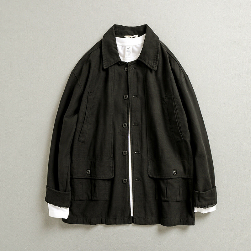 Men's cotton jacket, loose casual cotton jacket