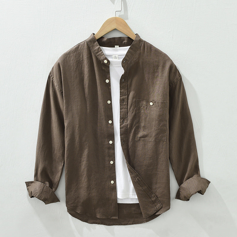 100% linen long sleeve shirt, summer loose 100% linen shirt.