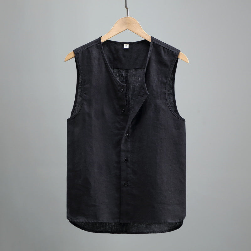 Summer Sleeveless Linen Shirt, Sleeveless Linen Vest