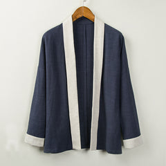 Men's Cotton Linen Kimono, Vintage Chinese Linen Jacket