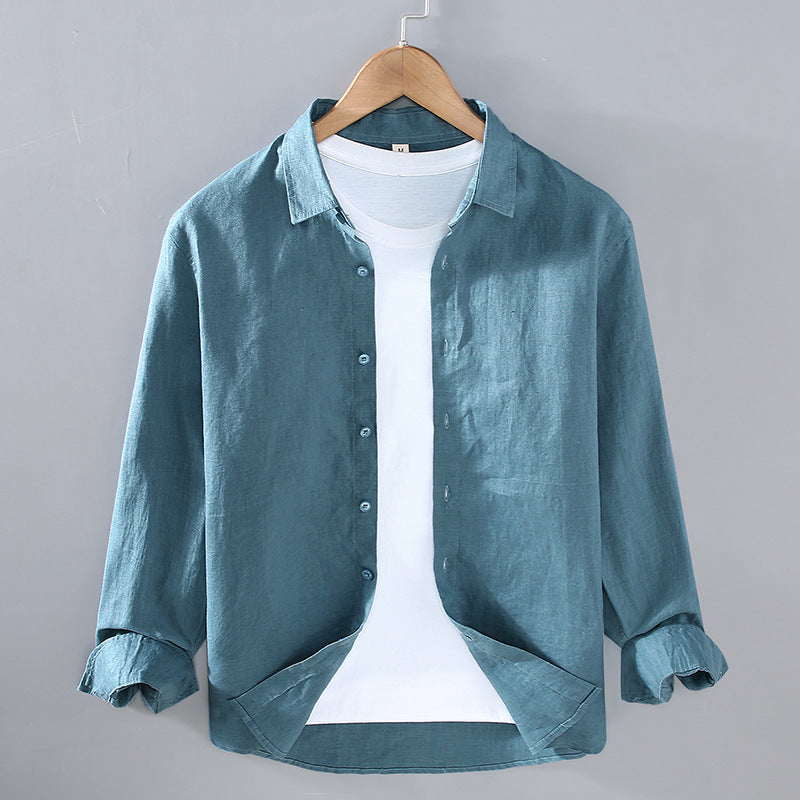 Long Sleeve Linen Shirt, 7 Colours 100% Linen Shirt, Men's Summer Shirt