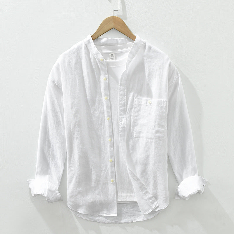 100% linen long sleeve shirt, summer loose 100% linen shirt.