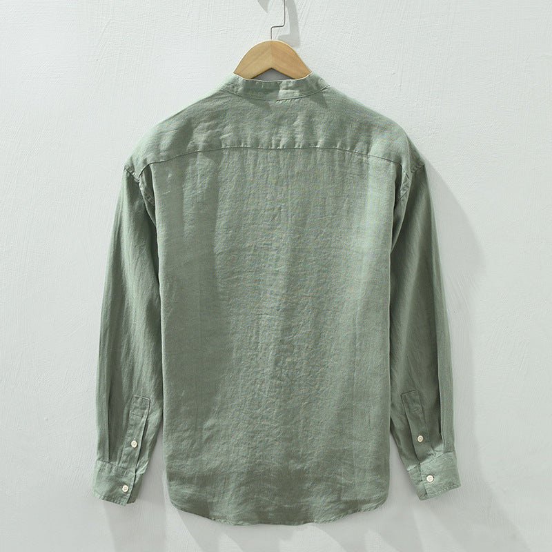 100% linen long sleeve shirt, summer loose 100% linen shirt.