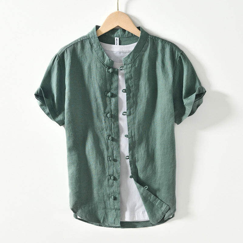 Chinese frog button linen shirt, vintage Japanese linen shirt, 100% linen shirt