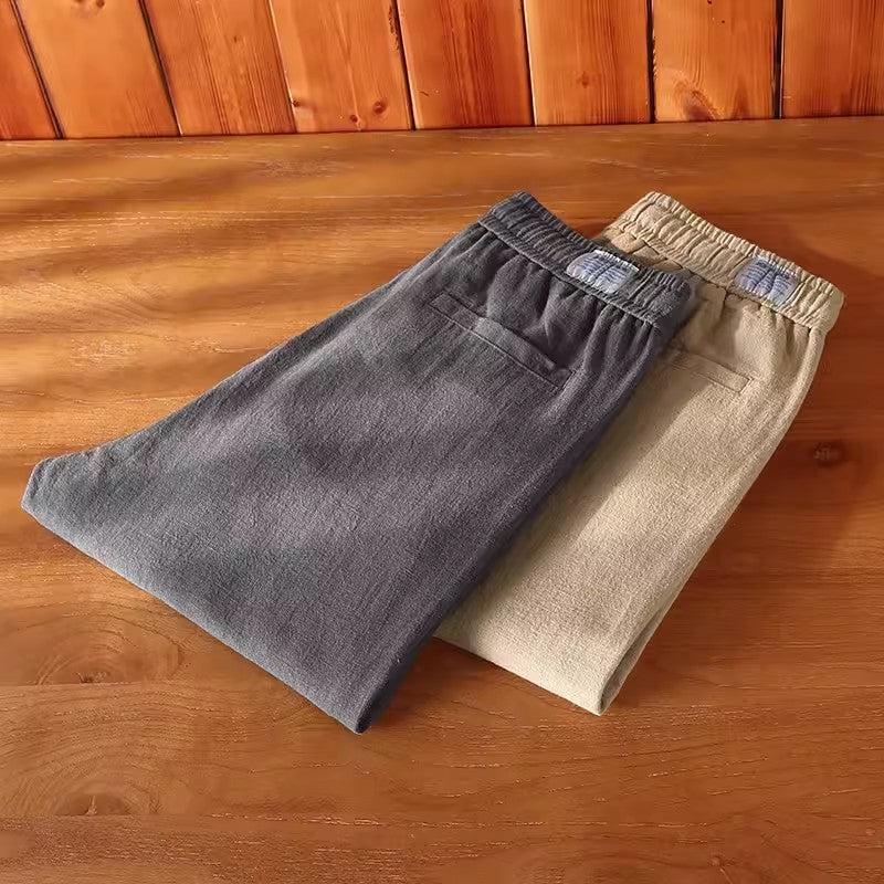 Summer Cotton Linen Ankle Pants, Casual Loose Cotton Linen Tapered Pants