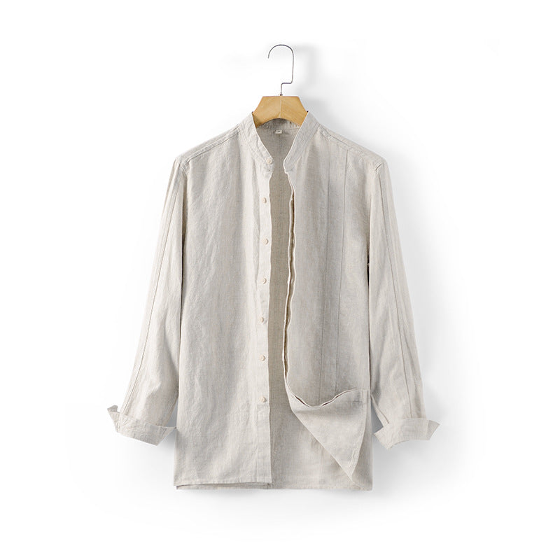 Casual long sleeve linen shirt, vintage men's linen shirt