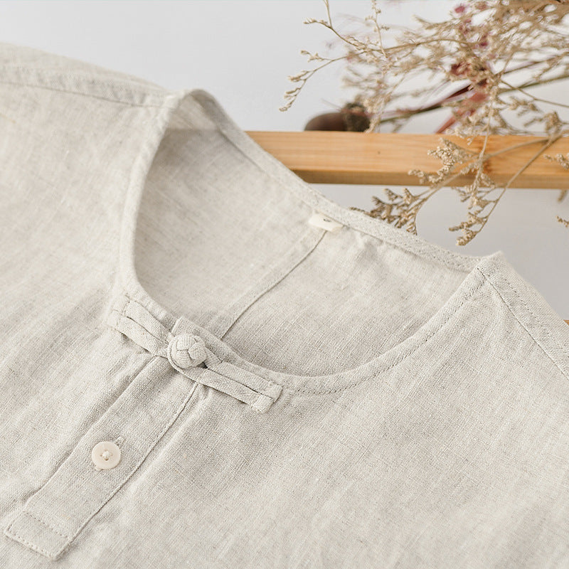 Summer short sleeve linen shirt, loose casual summer shirt