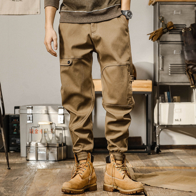 Men's Cotton Ankle Pants, Cotton Work Pants, Casual Cargo Ankle Pants