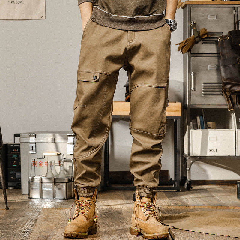 Men's Cotton Ankle Pants, Cotton Work Pants, Casual Cargo Ankle Pants