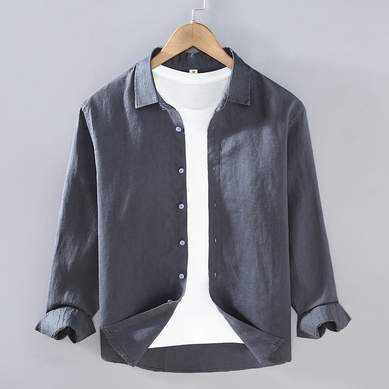 Long Sleeve Linen Shirt, 7 Colours 100% Linen Shirt, Men's Summer Shirt