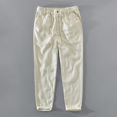 Vintage buttoned cotton  linen pants, summer cotton  linen ankle pants